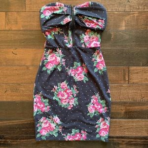 Strapless Floral Dress